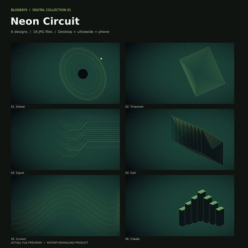 Included designs in BloxBays Neon Circuit Wallpaper Pack